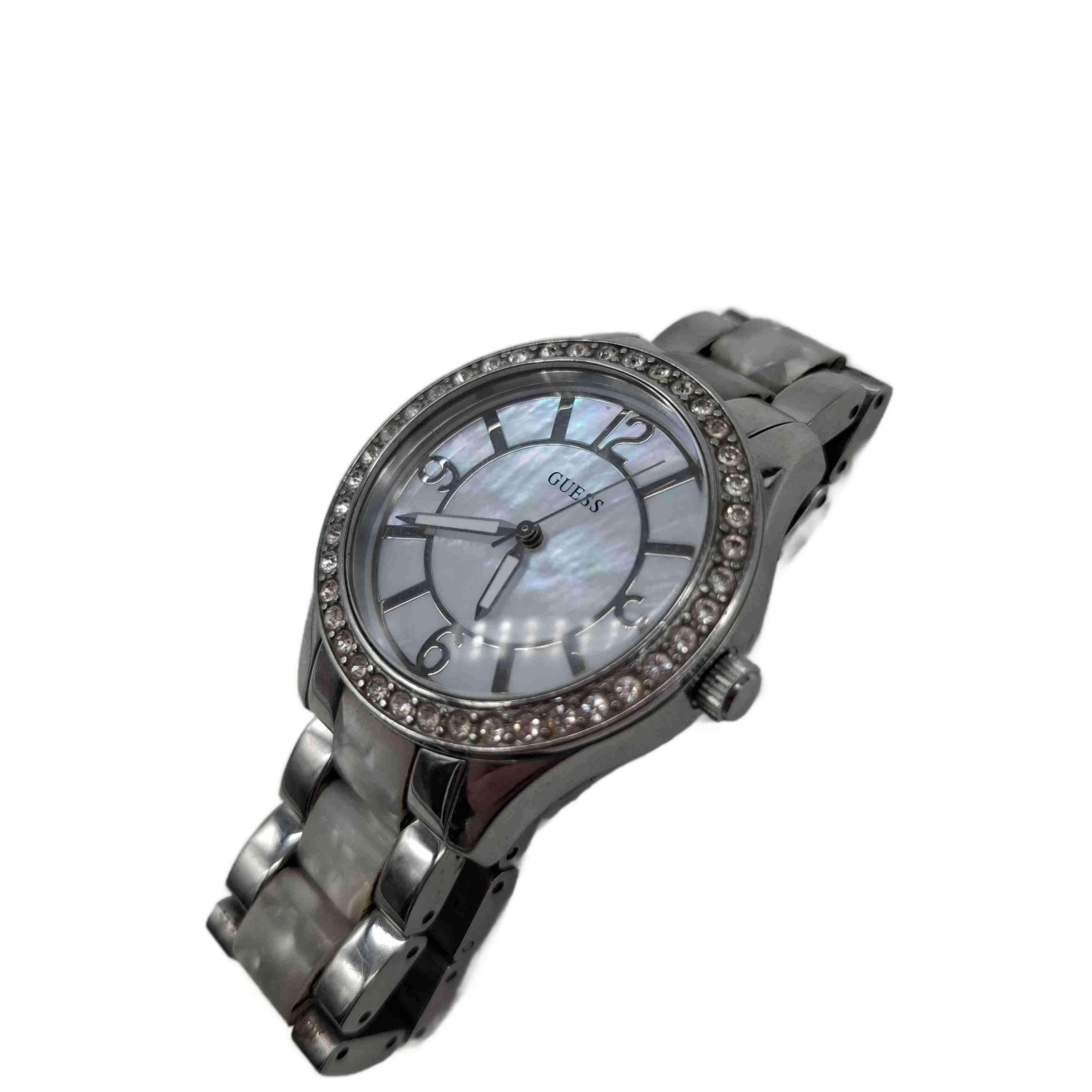 Guess Watch W0074L1 Ladies Silver White Stainless Steel Analog (WR 1407637)