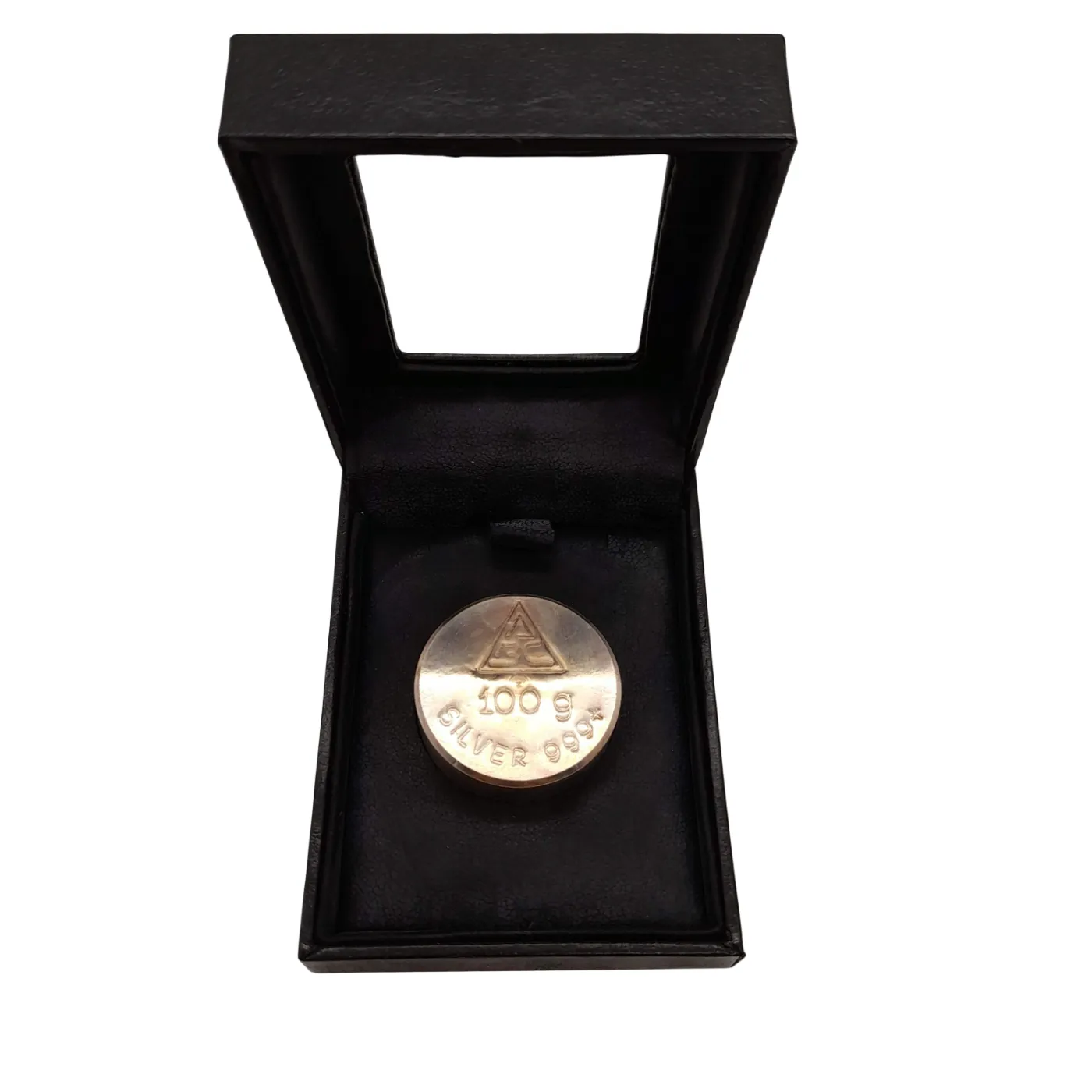 ABC 100g Silver Round Bar 999.0 Purity In Black Display Box (WL139556)