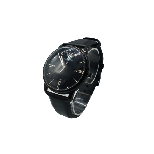 Emporio Armani AR-11573 Black/Silver Leather Watch (CP 1418267)