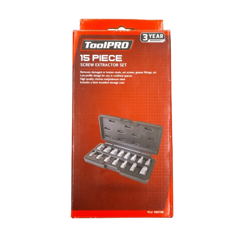 ToolPRO Screw Extractor Set – 15 Piece – (LN)