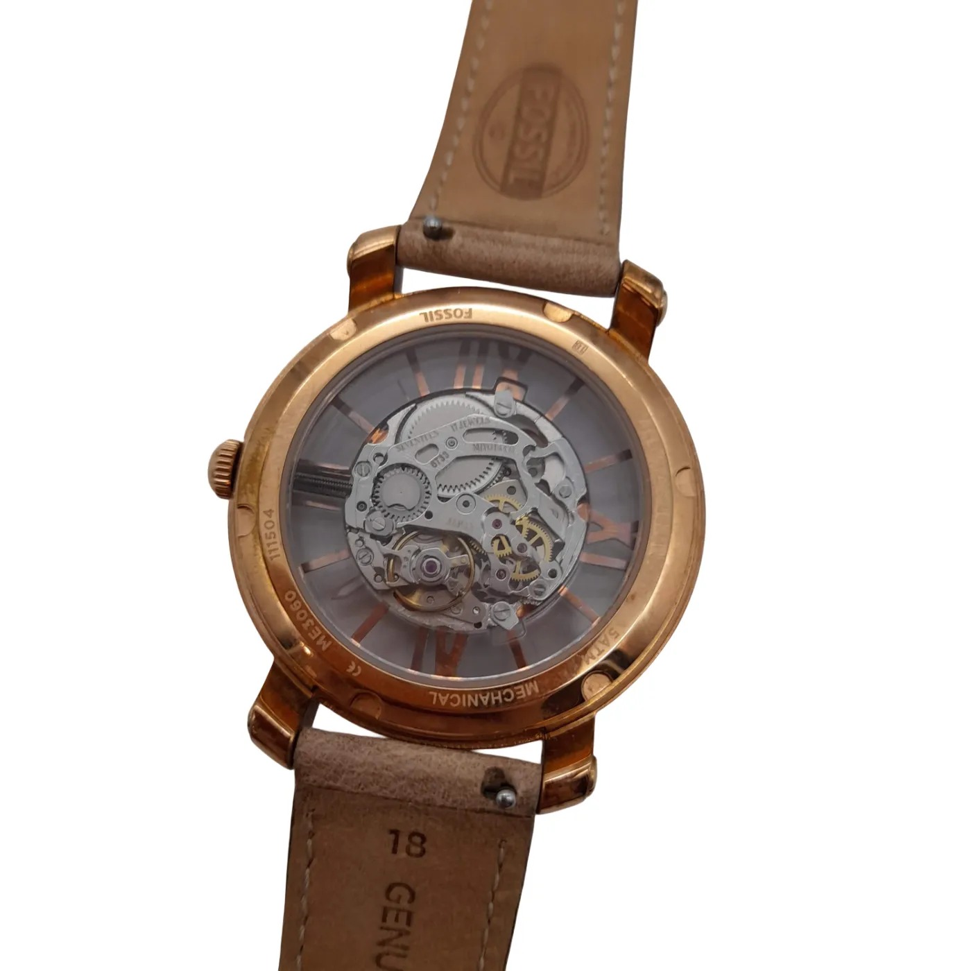 Fossil Curiosity Automatic ME3060 Rose Gold Brown Leather Watch (WL 1420149)