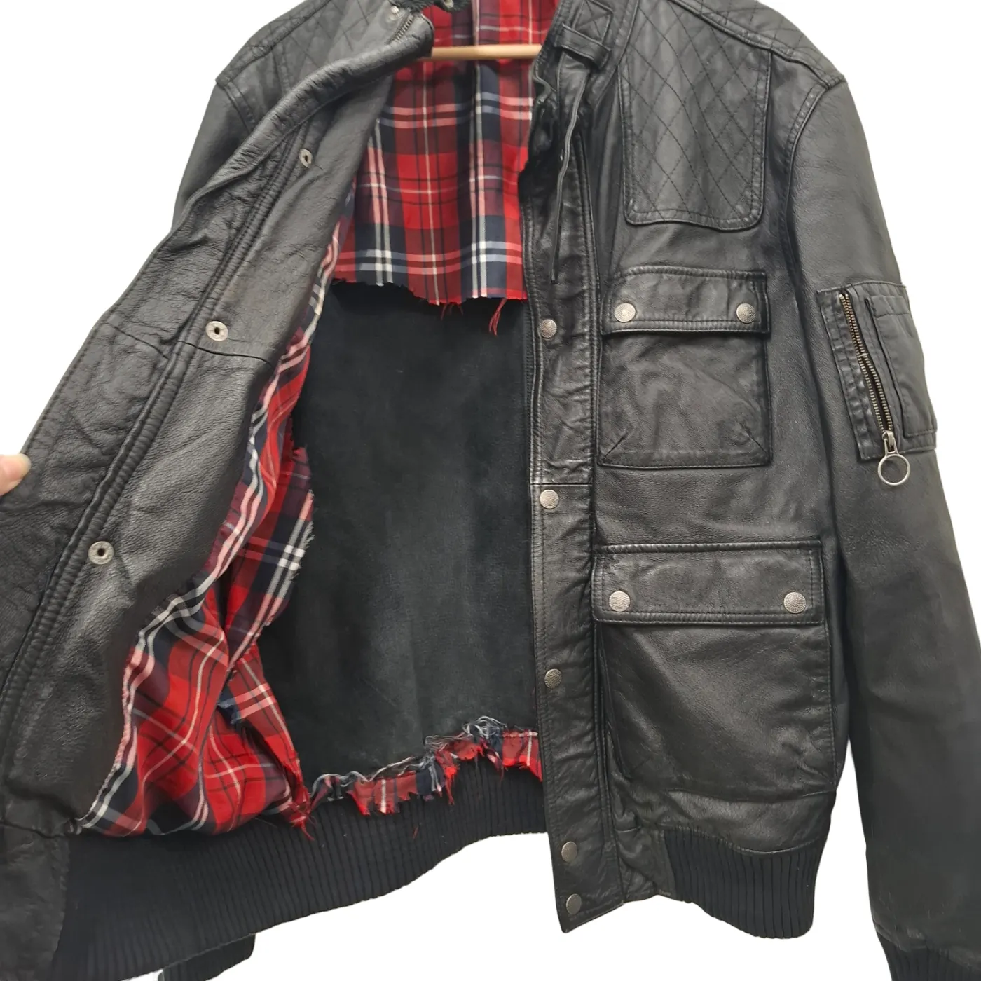 ASOS Leather Jacket VMCJA639176 Size L *Inside Layer Ripped* (WR 1382822)