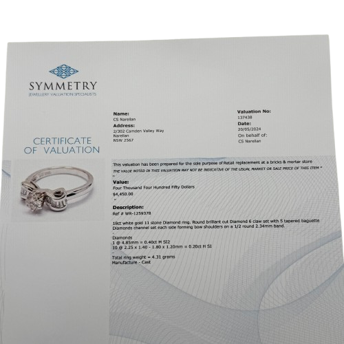 Ladies 19ct White Gold 11 Stone Diamond Bow Ring 0.60ct TDW M 6 1/2 With Valuation (WR 1259378)