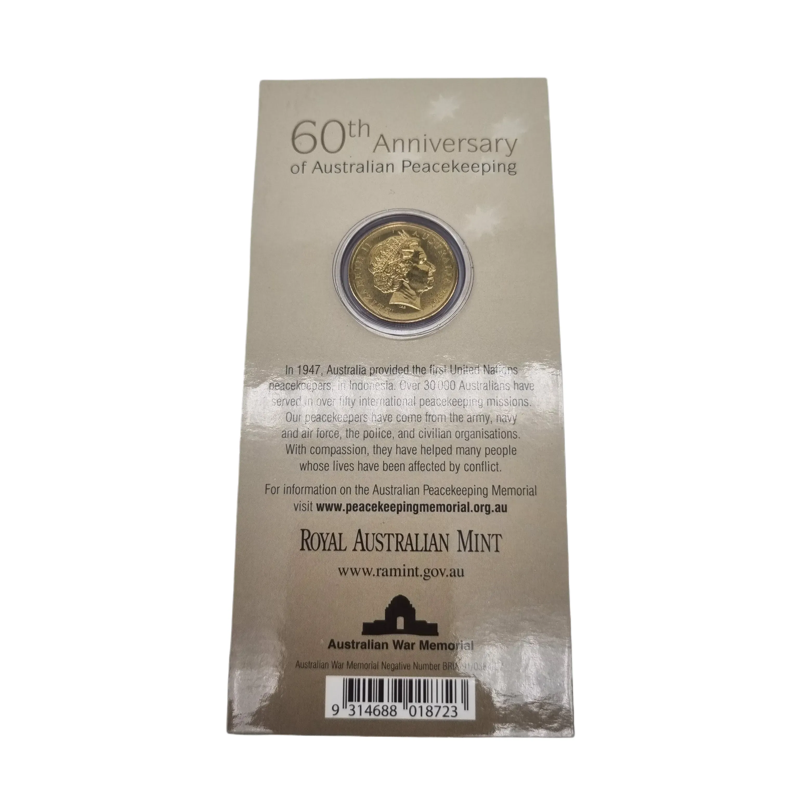 Royal Australian Mint – 2007 60th Anniversary of Australian Peacekeeping $1 Uncirculated Coin