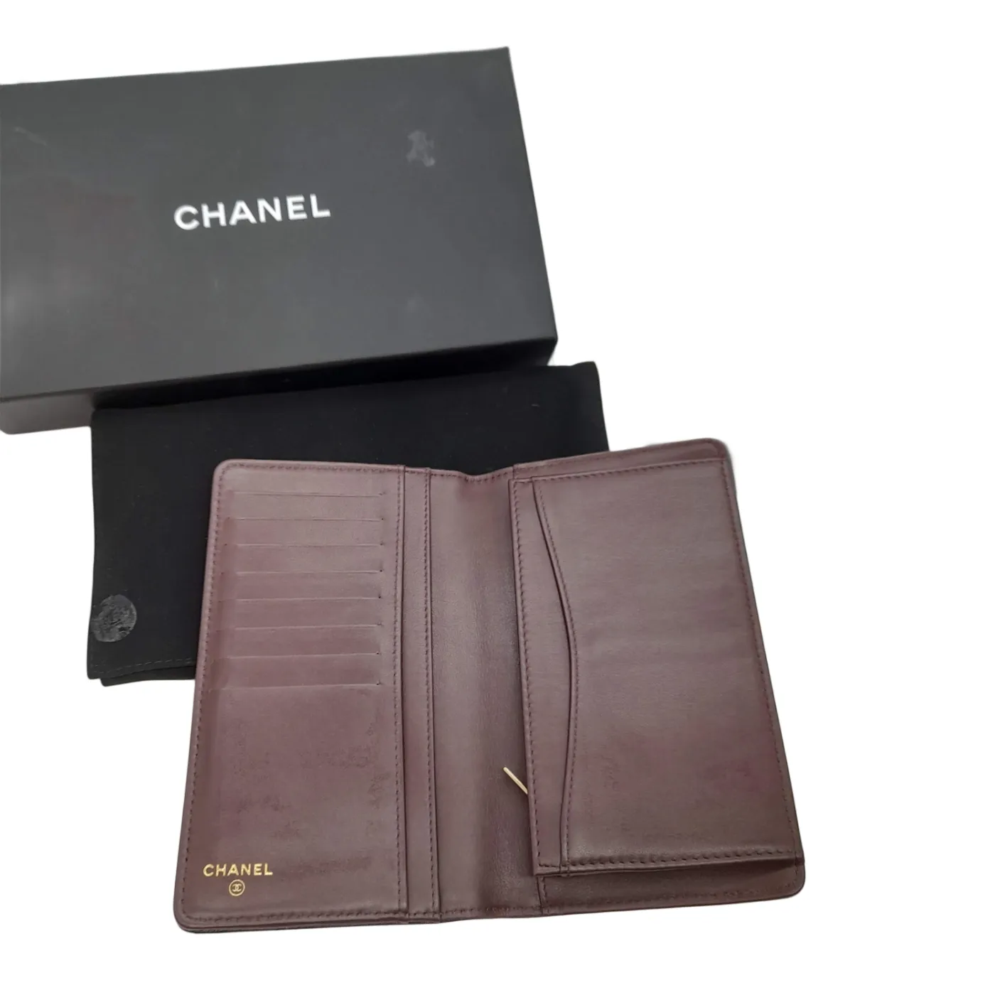 Chanel Caviar Leather Bi-Fold Long Wallet Black/Brown With Dust Bag, Entrupy & Box (WL 1390045)