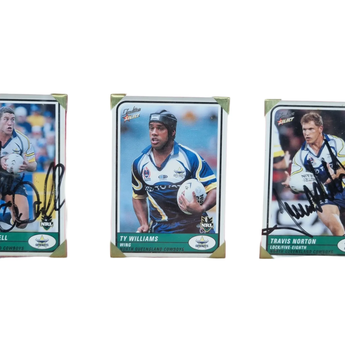 Framed NRL Cowboys Collectible Cards – Luke O’Donnell, Ty Williams & Travis Norton Wooden Frame