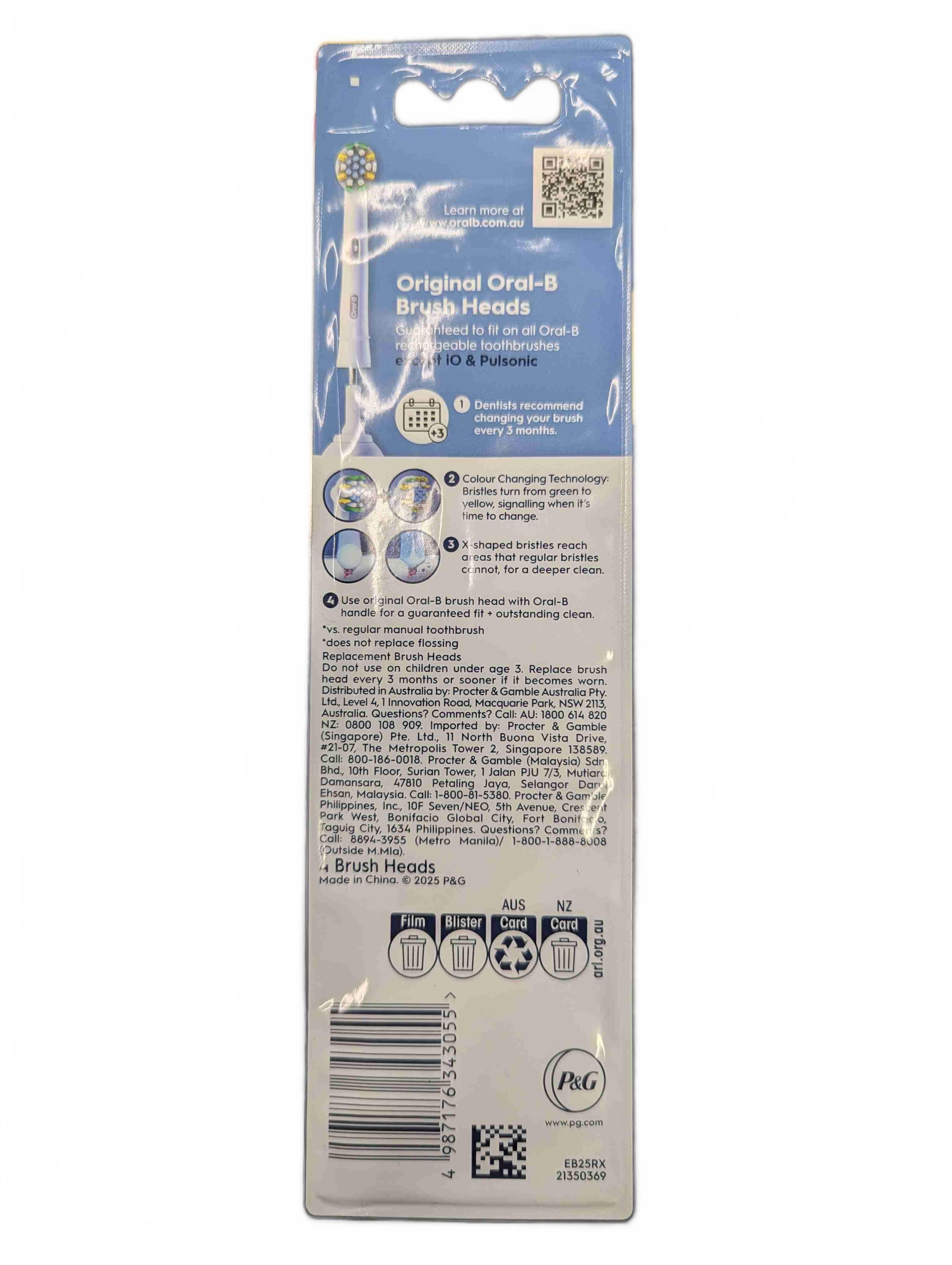 Oral-B FlossAction Toothbrush Head 4 Pack White, Factory Sealed (GE 1434701)