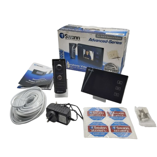Swann Advanced Series Doorphone Video Intercom With 3.5″ LCD Monitor, SWHOM-DP870C, Black, Acceptable Condition, With Box, AC Adaptor, Cables, Mounting Screws, Manual (CP 1352582)