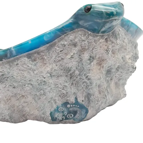 Foots Artwork MANTA RAY Aqua Cast Marble Ornament