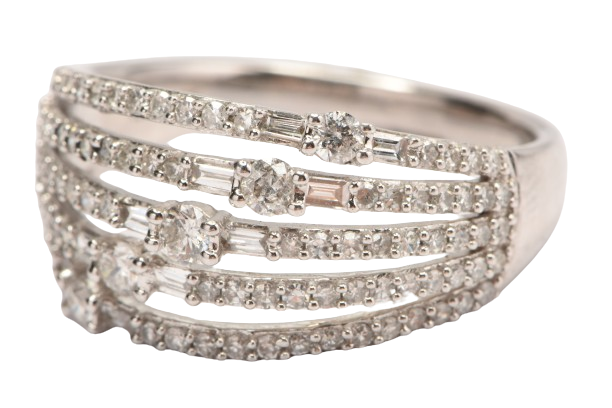 Ladies 10CT White Gold Diamond Ring 3.3 Grams 105 Diamonds With Evaluation