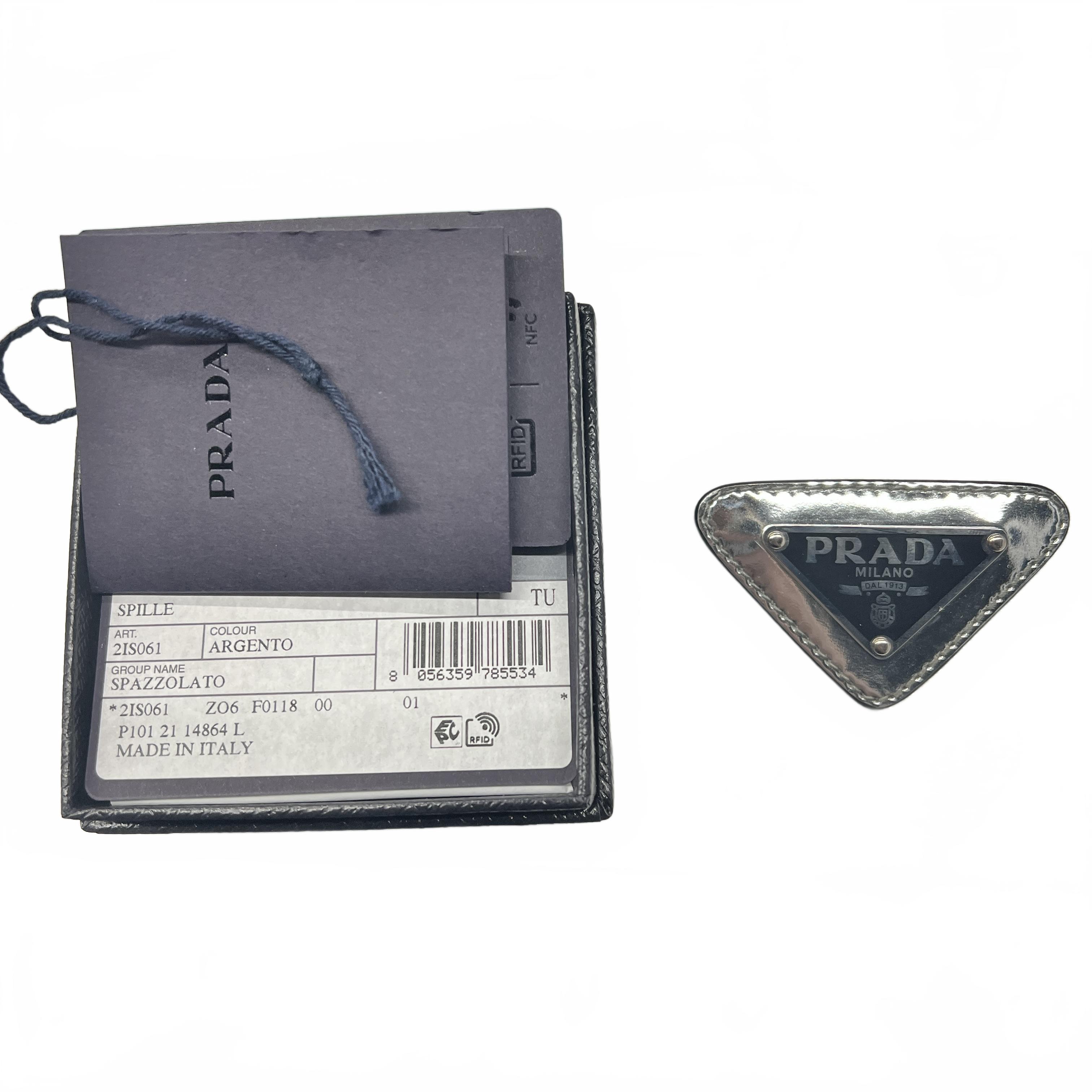Prada Spille Spazzolato Chrome Brooch (MK)
