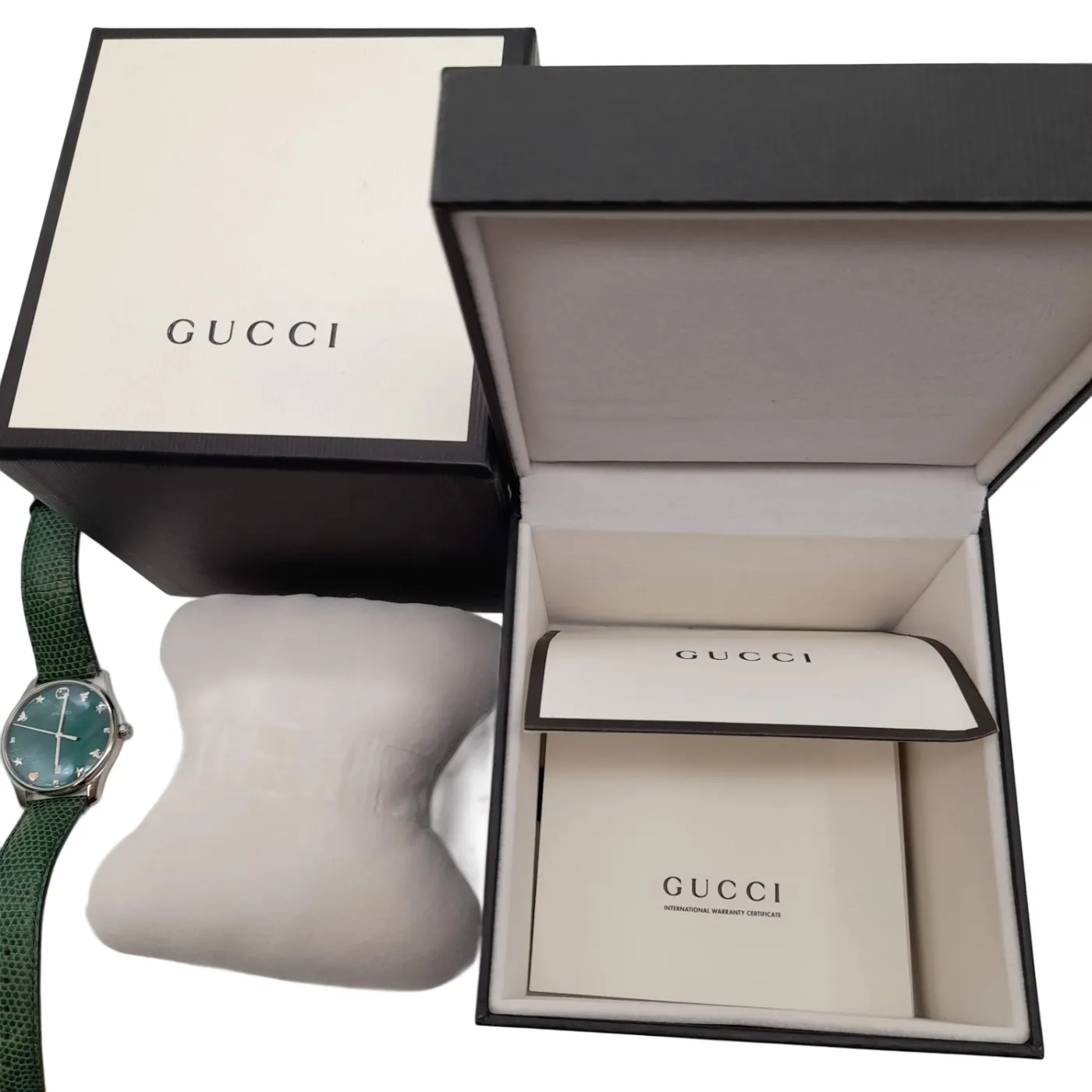 Gucci Watch Ladies 126.4 Green Leather Band Analogue 39.8g +Box  (WL1421945)