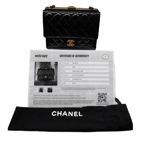 CHANEL Black Lambskin Clutch with Chain  ( Box & Dust Bag) (MR)