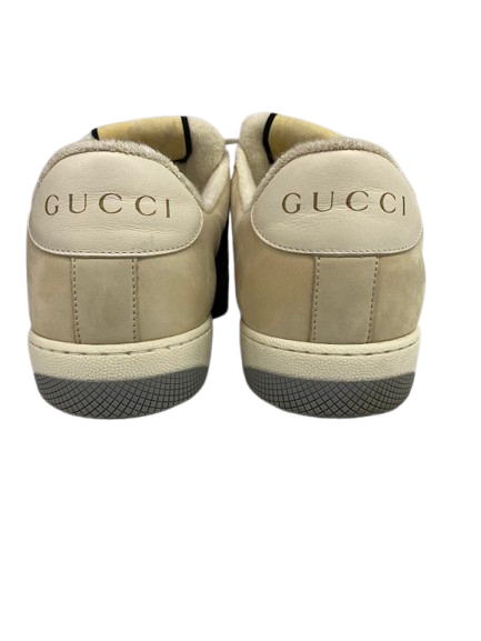 GUCCI SHOES SCREENER SIZE 9 1/2 CREAM GREEN RED TESTED (1413655) (NG) Entrupy Certification
