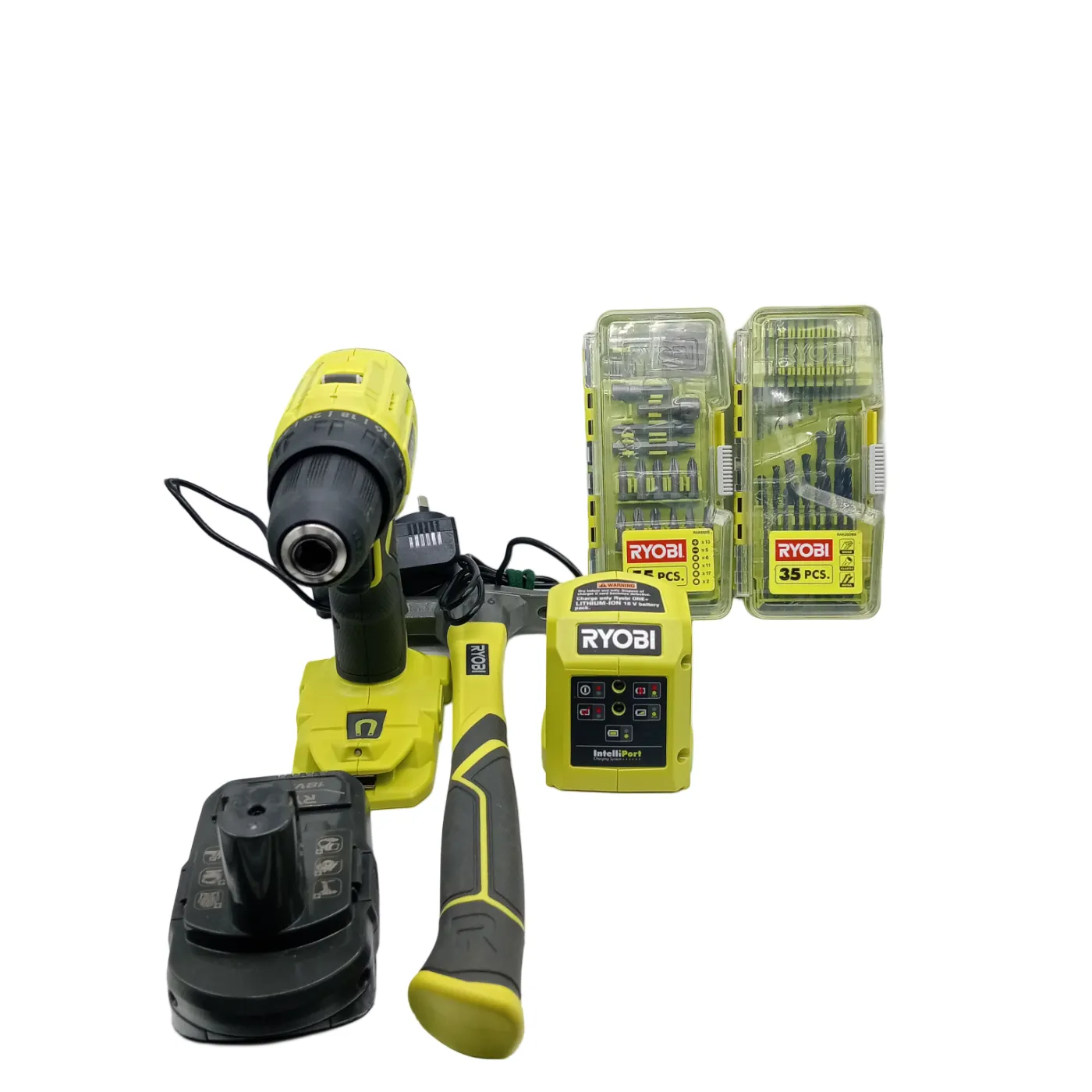 Ryobi Drill Kit R18DD4 with Carry Bag, Battery, Charger, Hammer & Drill Bits (WR 1361291)
