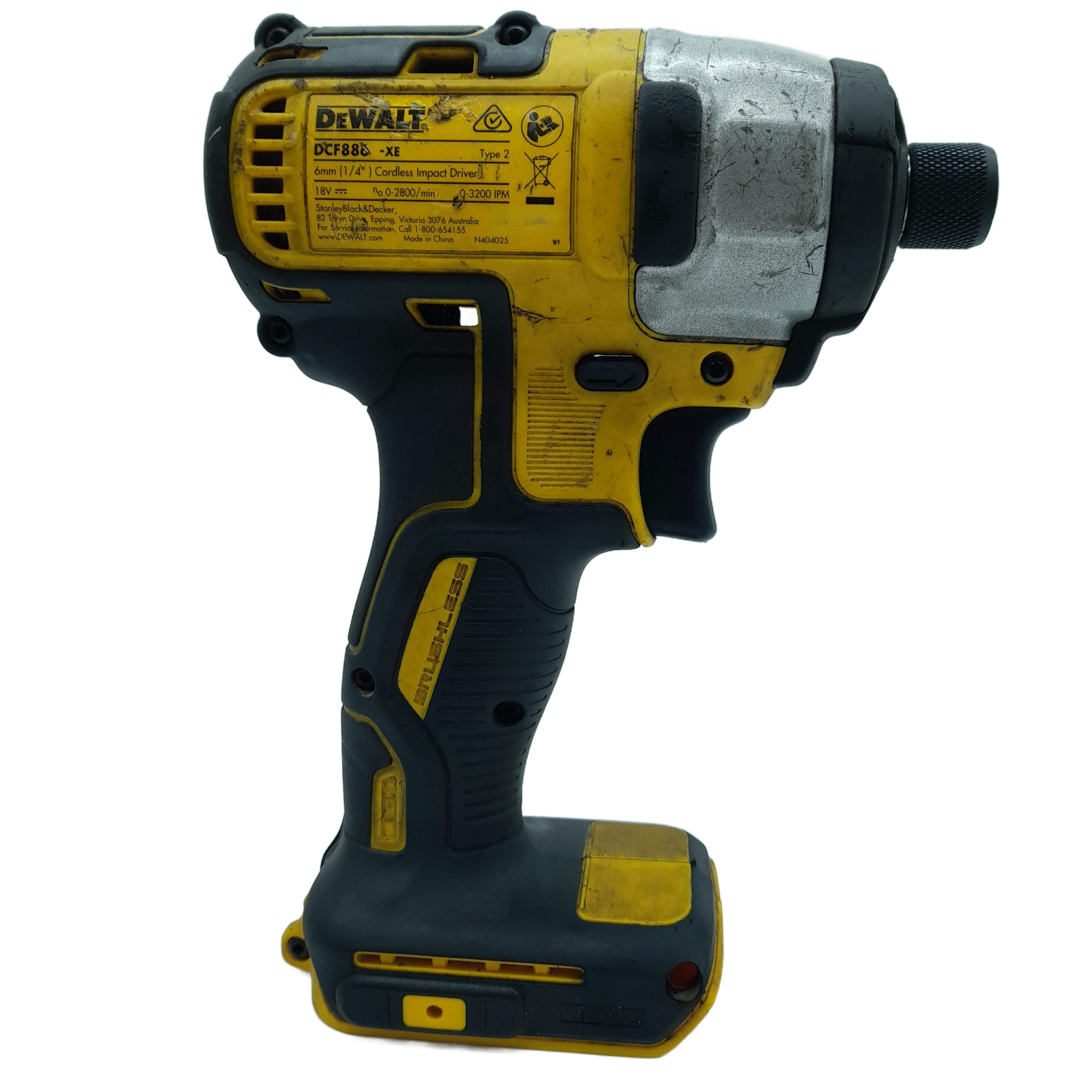 DEWALT DCF886-XE Impact Driver, 18V XR Brushless, Scuffing + Wear To Body SKIN ONLY (GE 1399529)