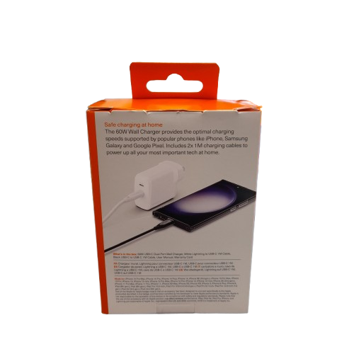 Cygnett ChargePlus 60W Dual Wall Charger 1m White – (LN)