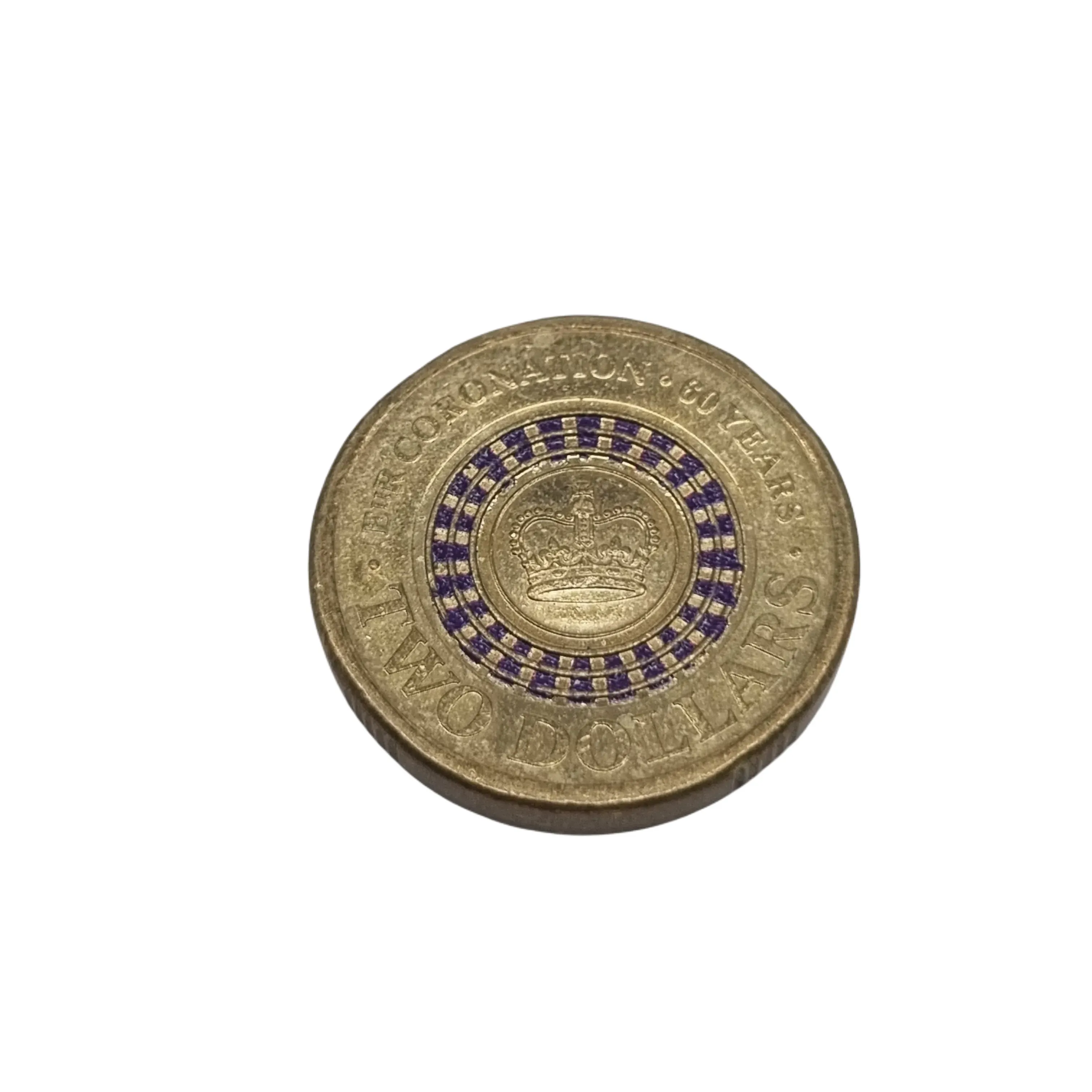 Australia 2013 Coronation of Queen Elizabeth II 60th Anniversary $2 Purple Coloured Circulated Coin
