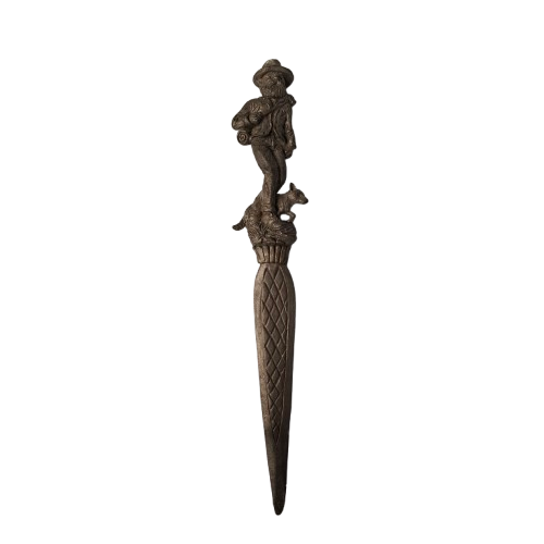 Vintage Letter Opener – Pewter Swagman & Dog – Collectable Desk Piece (JN)