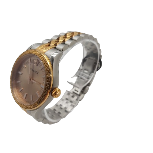 Ladies Versace Watch VEHU Silver/Rose Gold With Box
