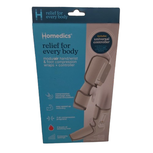 Homedics Modulair Hand/Wrist + Foot Compression Wraps + Controller, Like New, Sealed