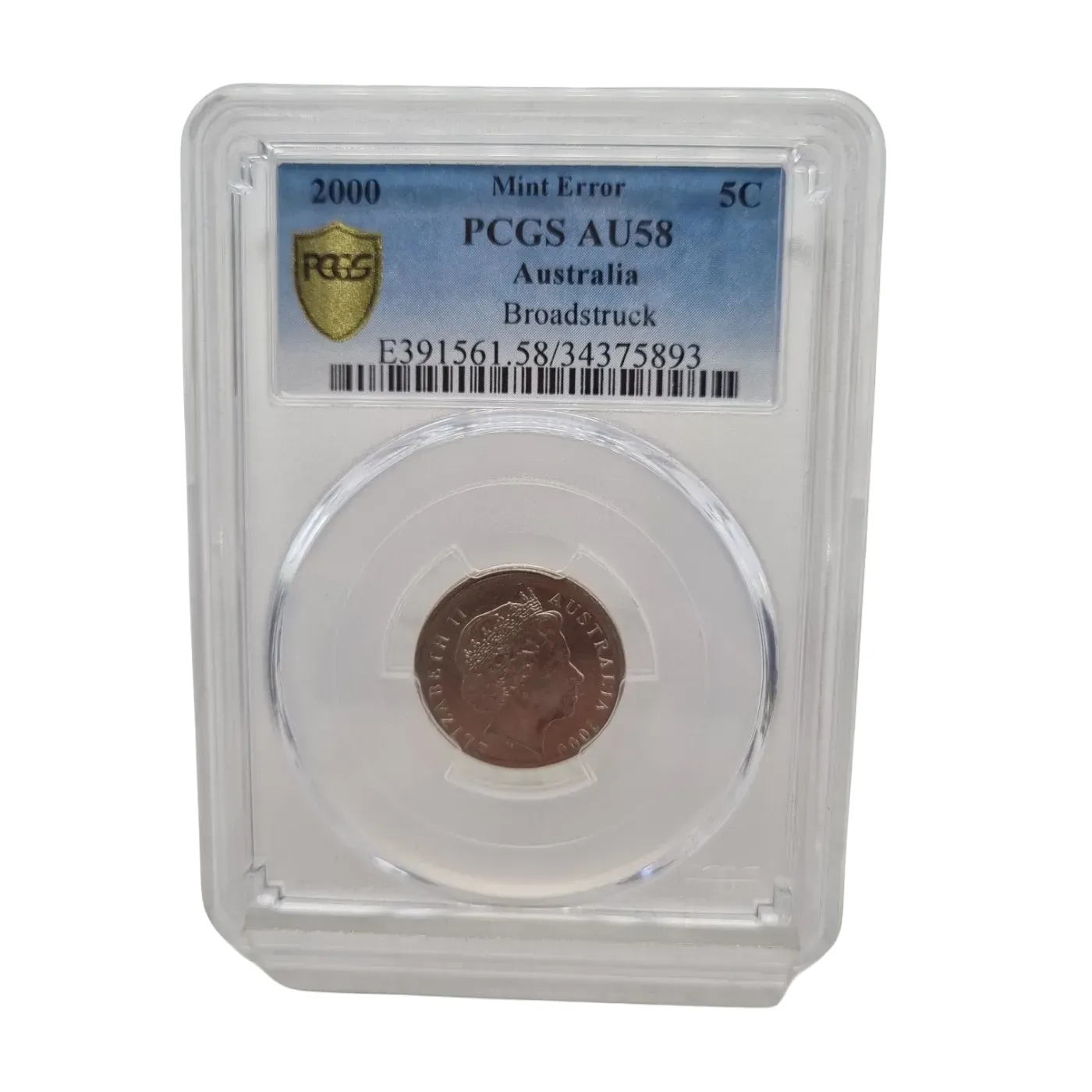 PCGS AU58 Coin 2000 5C Echidna Mint (WR1366556)
