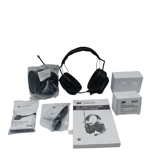 3M UU010265963 (MT73H7A4310WS6AZ) PELTOR 2-Way Class 5 LiteCom Plus Headband Earmuffs, Dark Blue, USED Condition, With Manual, Hygiene Kit, Li-Ion Battery, Mic Protector, USB Cable, USB Wall Adaptor (WR)