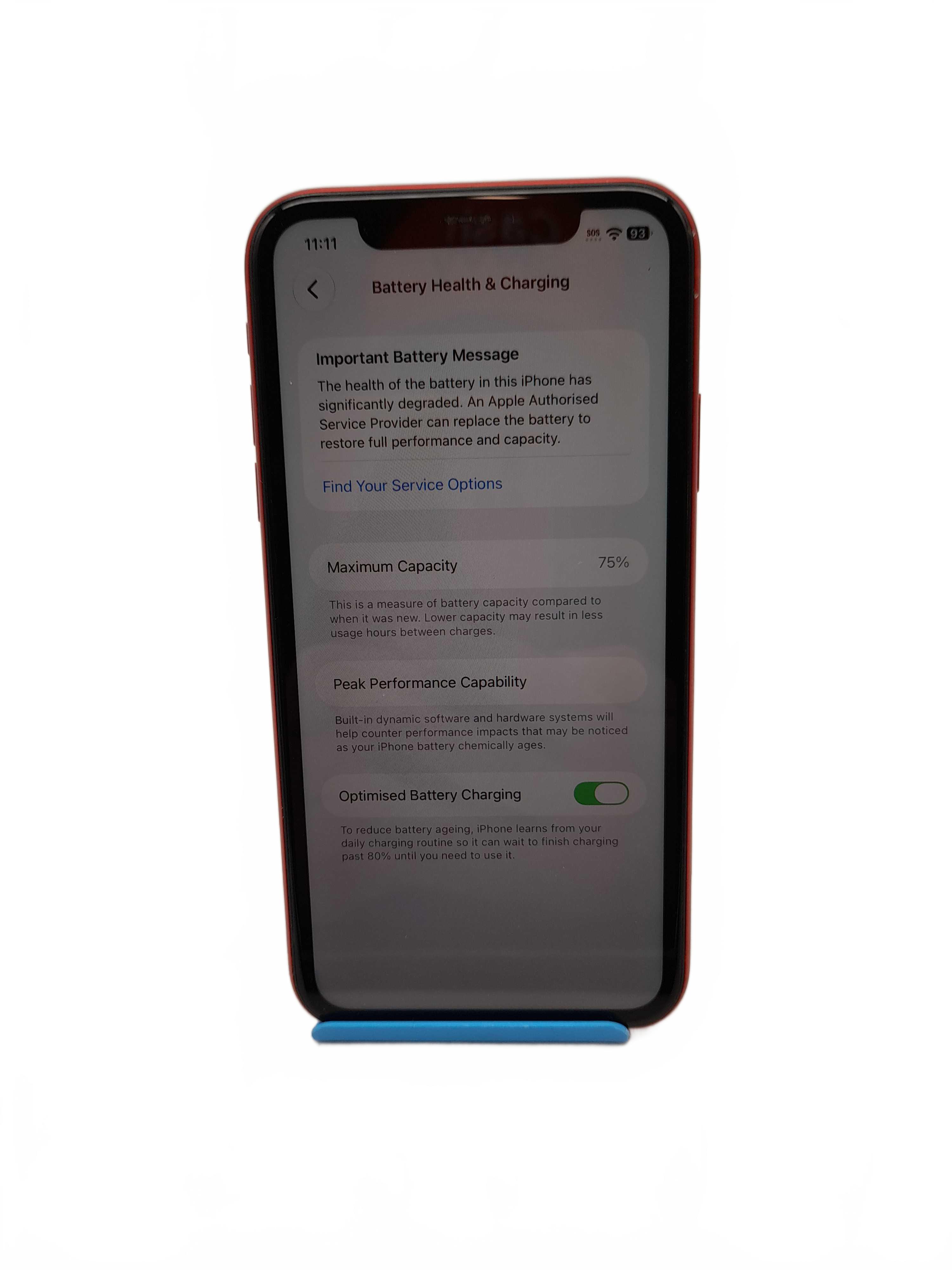 Apple iPhone 11 128GB Red A2221 75% Battery Cap Great Condition Unlocked (WL1430502)