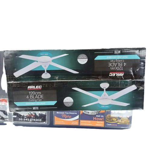 Arlec 120cm 4 Blade Ceiling Fan Featuring LED Light Sealed In Box (CP-1360578)
