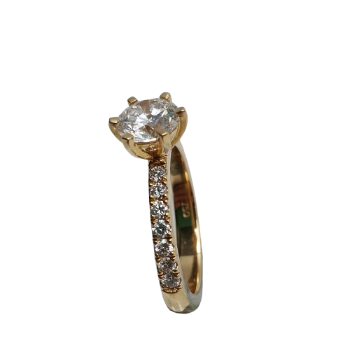 Ladies 18ct/14ct Yellow Gold Diamond Ring Wedding Set With 1.16ct Lab Grown Diamond 18ct Engagement Ring TDW 1.53ct + 14ct Yellow Gold Band TDW 0.49ct With Valuation Report Size N1/2 (NA 1363373)