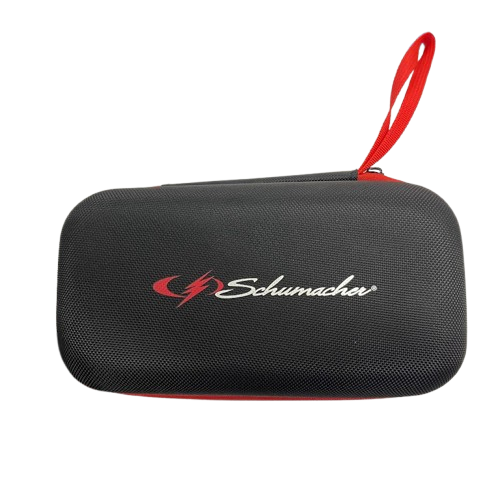 SCHUMACHER JUMPSTART KIT SL 413 S/N:9406547300BR252200120 RED IN CARRY CASE WITH ALL LEADS (BORKEN ZIP ON CASE) TESTED