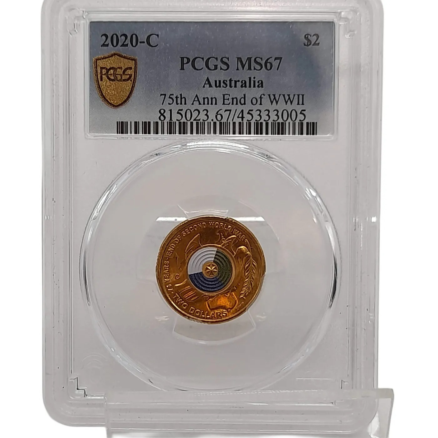 2020-C $2 75th Anniversary End of WWII Colorized Coin PCGS MS67 (WL 1404234)