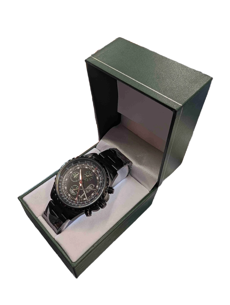 Men’s Bradford Exchange Goodbye Huey Black Stainless Steel Watch, Excellent LIKE NEW USED Condition, With Box + COA (GE 1437571)