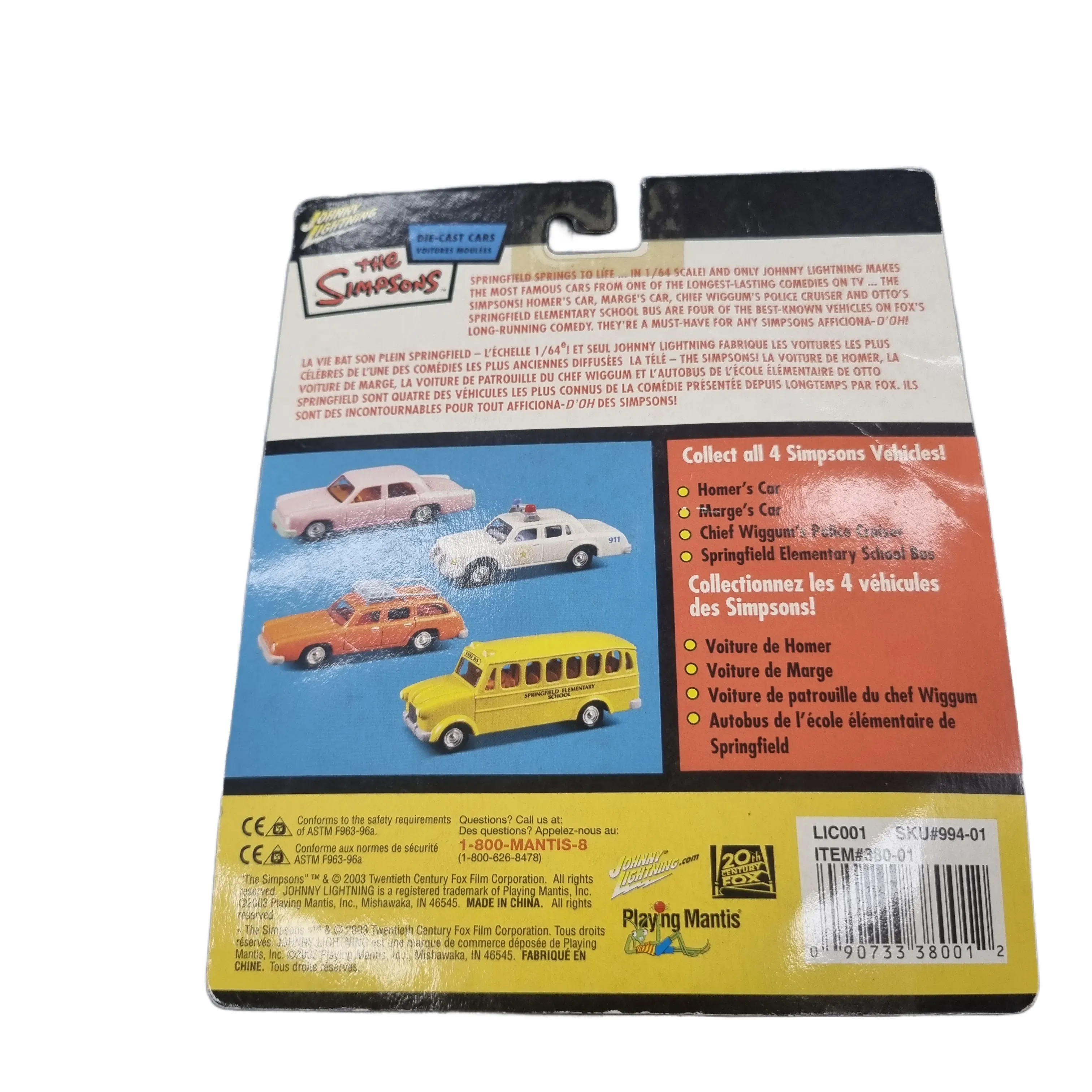 Johnny Lightning 2003 Diecast Car, The Simpsons “Chief Wiggum’s Police Cruiser”