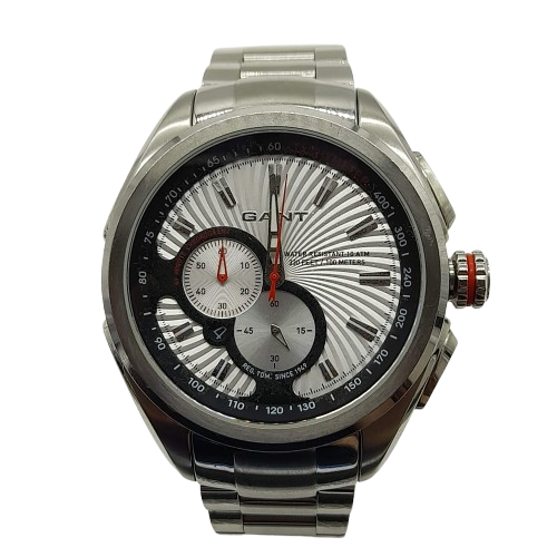 Men’s Gant Milford Watch Model 1058 Silver Stainless Steel – Ticking, Very Good USED Condition, Watch ONLY (GE 1427049)