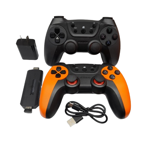 Caveat Retro Game Console Game stick X2 Pro Black Orange with 2 Controllers and Cables  (LN)