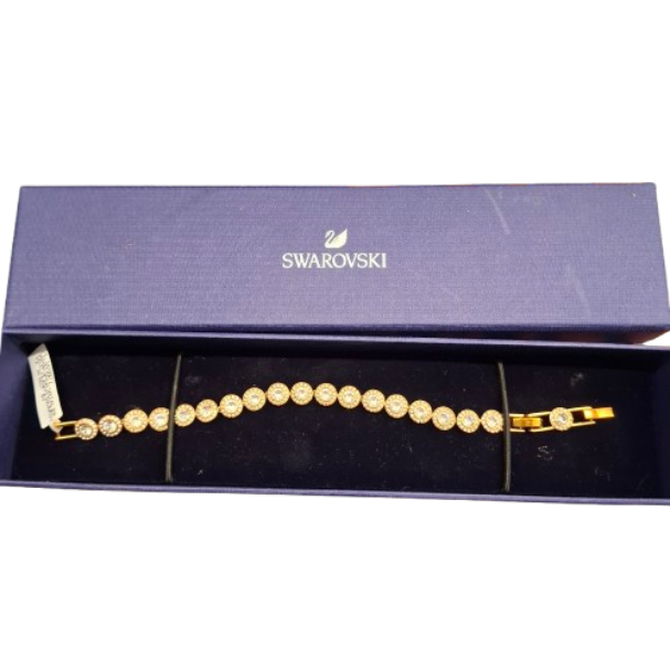 Ladies Gold Metal Swarovski Crystal Bracelet  (JN)