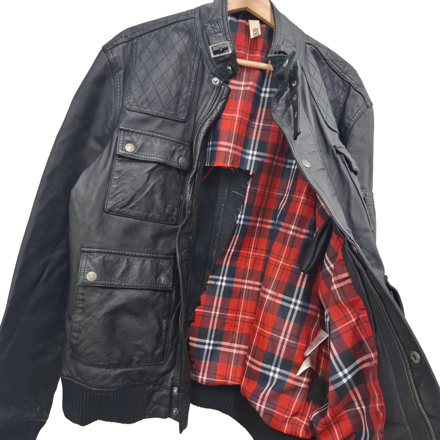 ASOS Leather Jacket VMCJA639176 Size L *Inside Layer Ripped* (WR 1382822)
