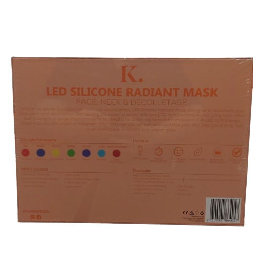 Kahlia Skin LED Silicone Radiant Mask, Like New, With Box, Remote, Straps, Charge Cable, Manual