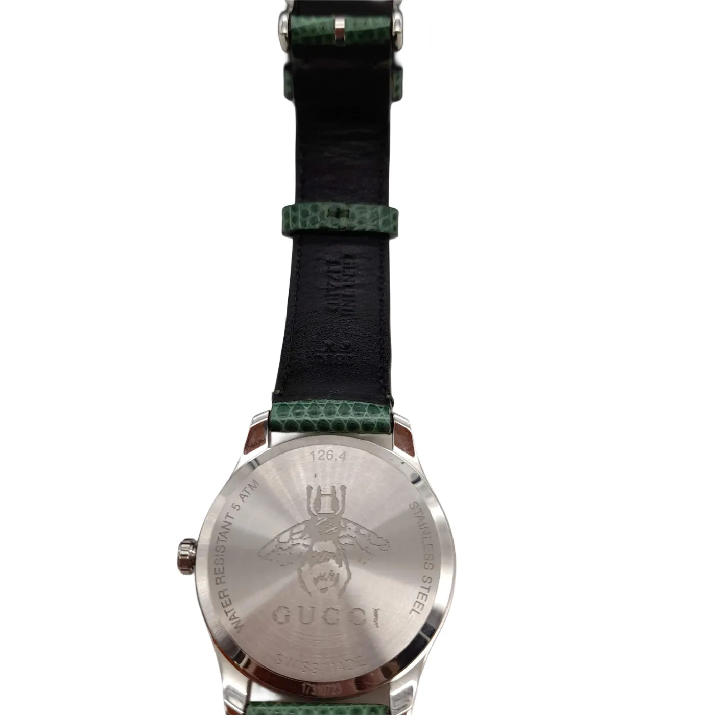 Gucci Watch Ladies 126.4 Green Leather Band Analogue 39.8g +Box  (WL1421945)