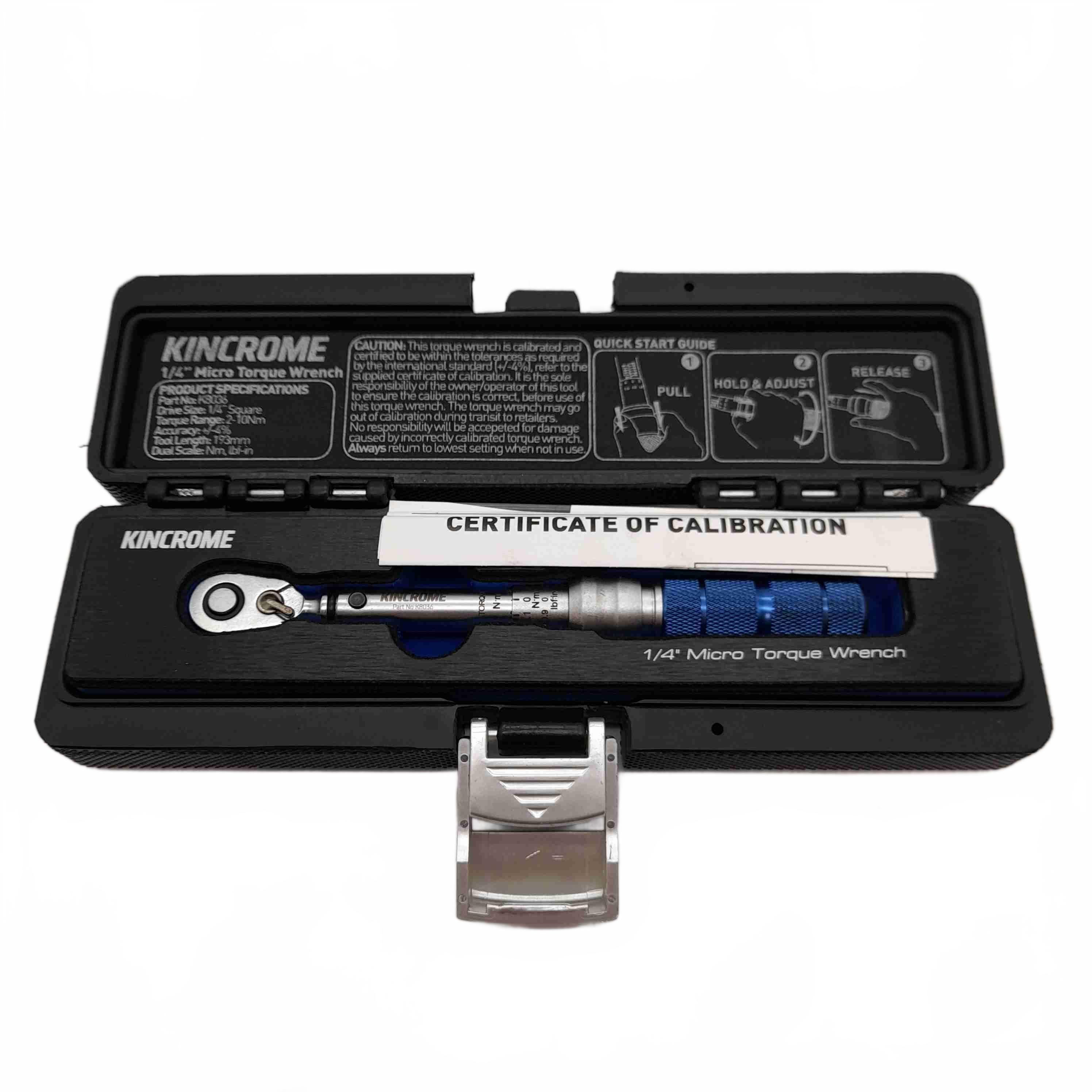 Kincrome K8036 1/4 Inch Micrometer Torque Wrench 2-10 Nm (WR 1436540)