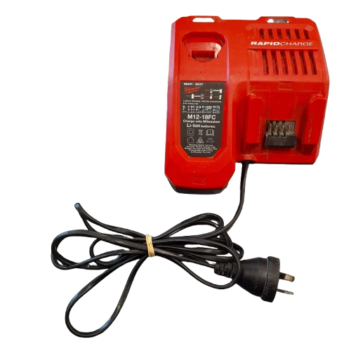 Milwaukee M12-18FC Charger, Red, Very Good USED Condition, Has Sharpie On Back + Side (GE 1392349)