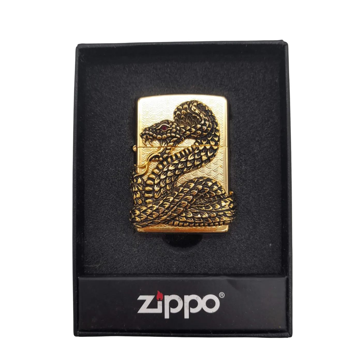ZIPPO Lighter – Gold Snake Coil Design (with Box)
