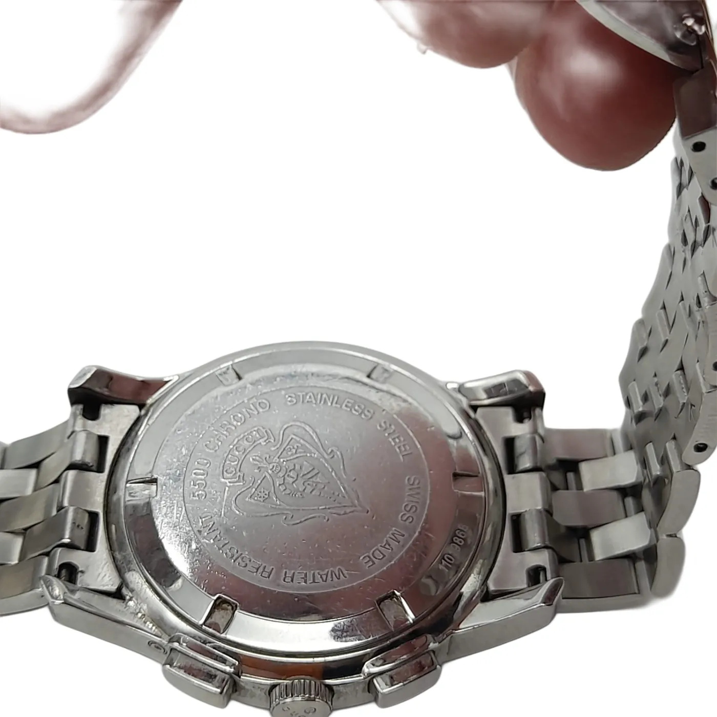 Gucci Chrono 5500 Men’s Silver Watch Light Scratches on Face (WL141515)