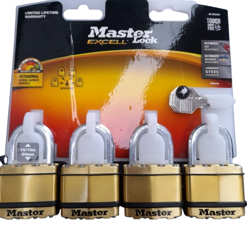 Master Excell Lock Padlocks 45mm 4 Pack And Keys