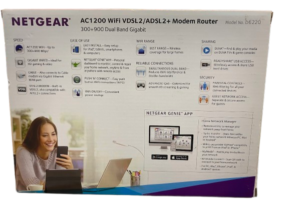 Netgear AC1200 VDSL ADSL2 Modem Router Black (NG)