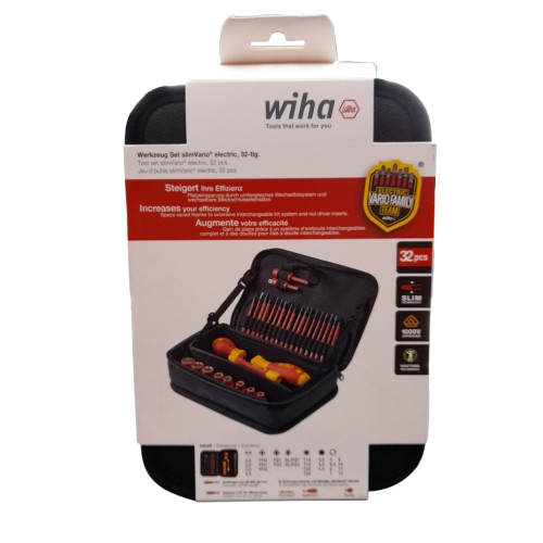WIHA VDE Drivers In Nylon Zip Case Electricians Tool Kit – 31 Piece 43465