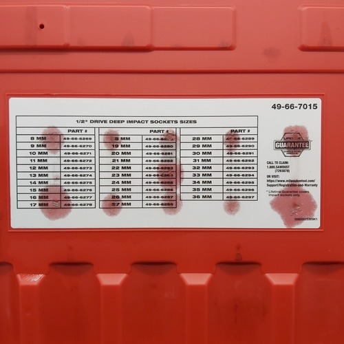 Milwaukee 29 Piece 1/2 Drive Deep Impact Socket Sizes In Case Like New (CP-1353537)