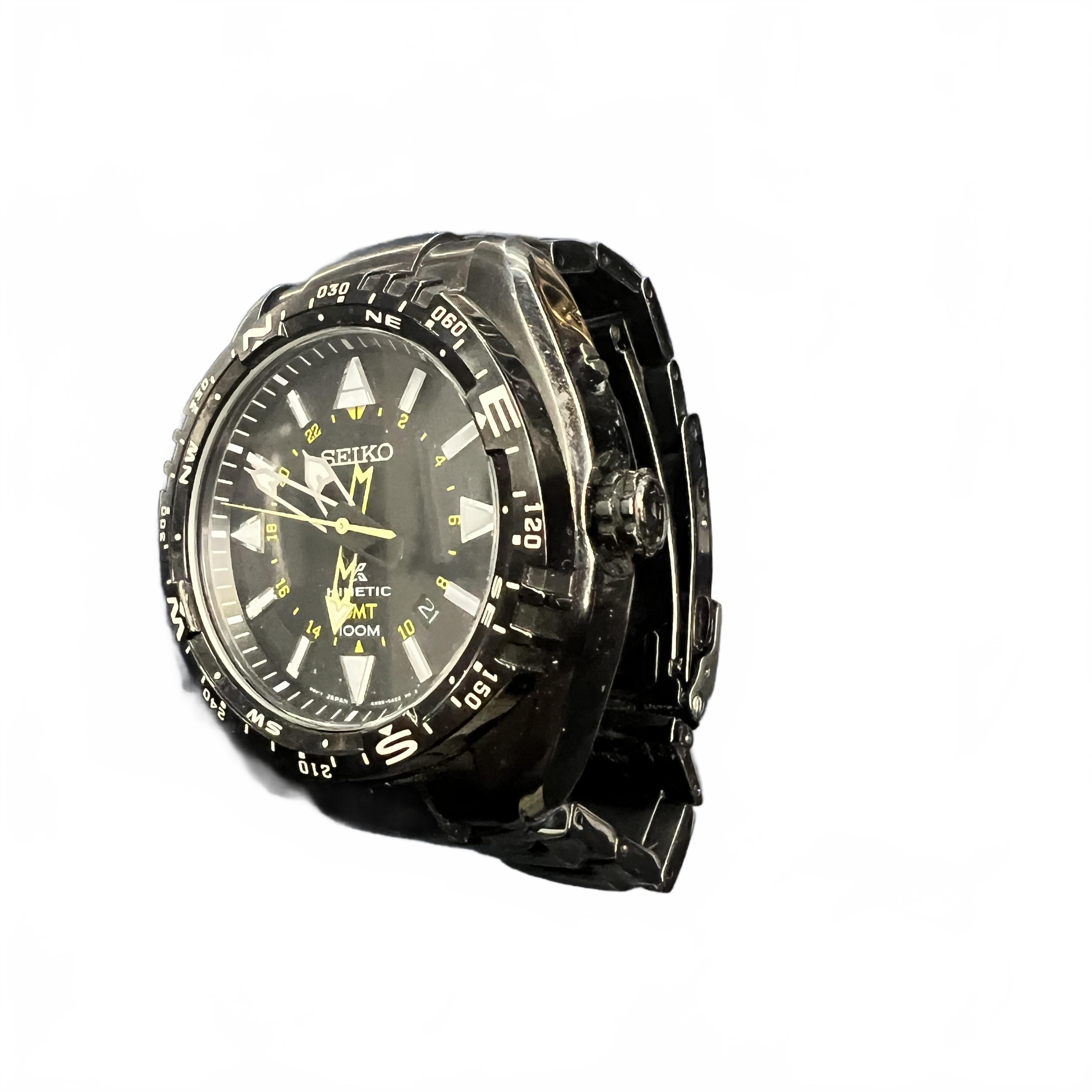 Seiko Watch Model 5M85-0AE0 Black Steel Band Analogue (1426330) (MK)