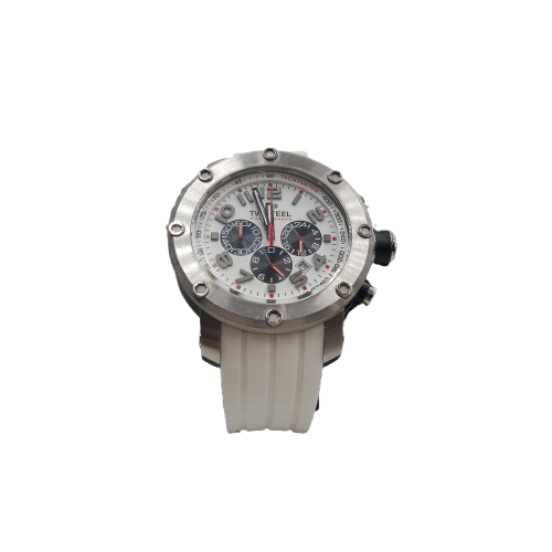 TW Steel TW 122 Men’s Silver Watch with White Rubber Band (NR 1396781)